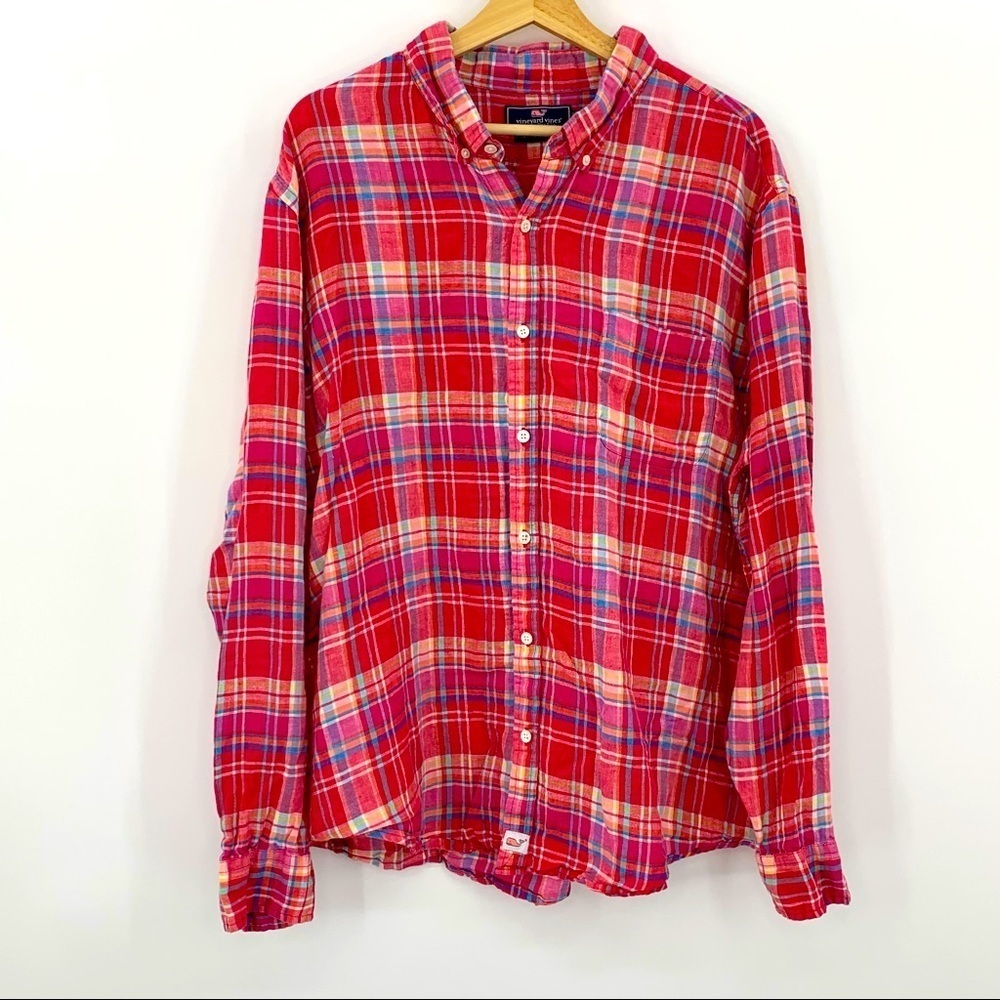 Vineyard Vines Plaid Linen Slim Fit Murray